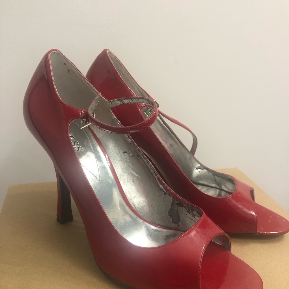 Guess red heels with strap